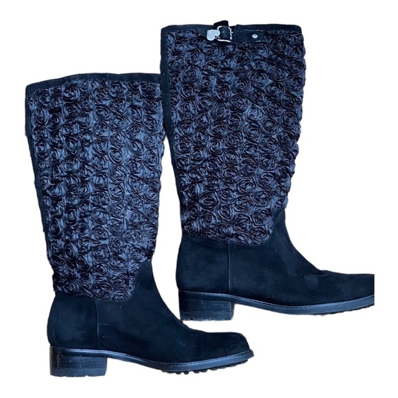 Beverly Feldman Rodeo Rose Black Suede Tall Boots​​​​​ - Picture 7 of 8